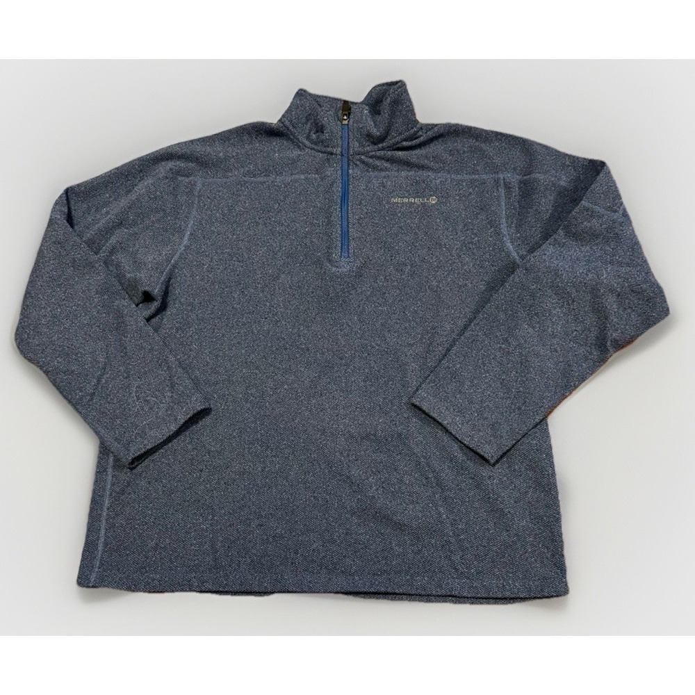 Merrell Men's Large Blue Quarter Zip Fleece Pullover Outdoor Casual